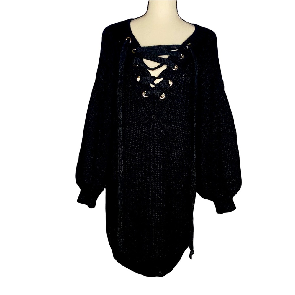 Knitted long sleeve sweater dress